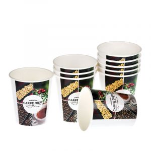 Gobelet en carton personnalisée, Custom printed paper cups, Kubki papierowe z nadrukiem, Pappbecher mit individuell bedruckt, Pappersmuggar med eden tryck