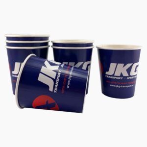 Gobelet en carton personnalisée, Custom printed paper cups, Kubki papierowe z nadrukiem, Pappbecher mit individuell bedruckt, Pappersmuggar med eden tryck